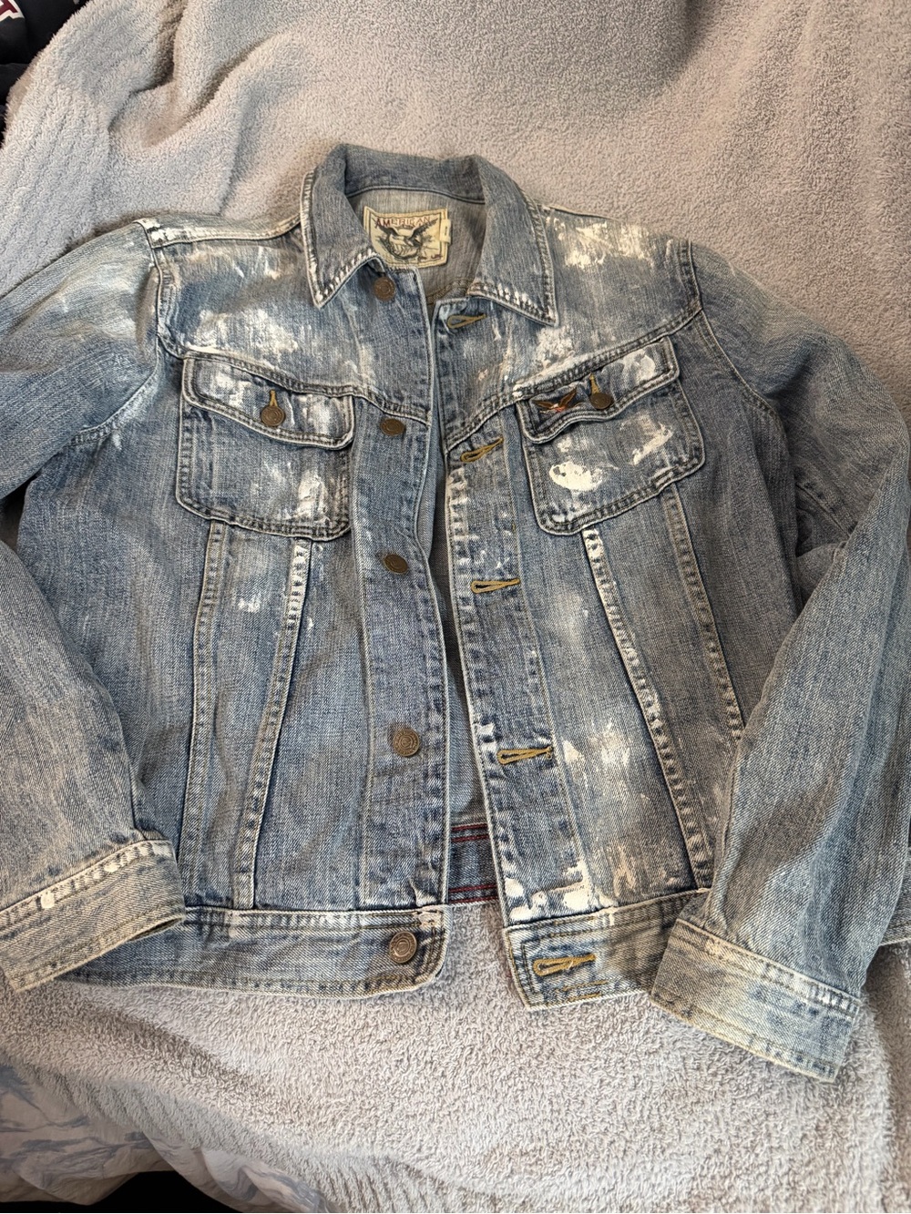 American living Ralph Lauren xl women’s Distressed Light Blue Denim Jacket